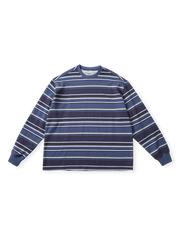 440g高密度定織毛輪生地使用のヴィンテージストライプスウェット。2色展開で高密度リブ付き。