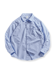 ウォッシュドオックスフォード生地と刺繍プリーツが映える長袖シャツ(4色展開)