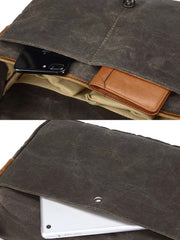 5色 キャンバスレザー混合 ショルダーバッグ