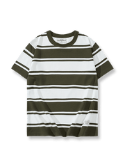 厚手の重厚なクルーネックボーダーTシャツ