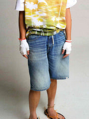 50年代風ワイドウォッシュデニムショートパンツ