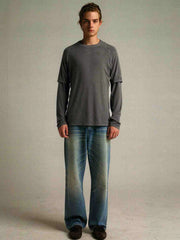 50年代ワイドウォッシュデニムパンツ