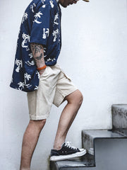 コットン ベルト付き 5分丈 ショートパンツ