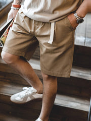 コットン ベルト付き 5分丈 ショートパンツ