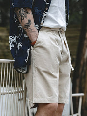 コットン ベルト付き 5分丈 ショートパンツ