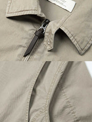 ジャケットのヴィンテージ襟デザインと素材ディテールの展示