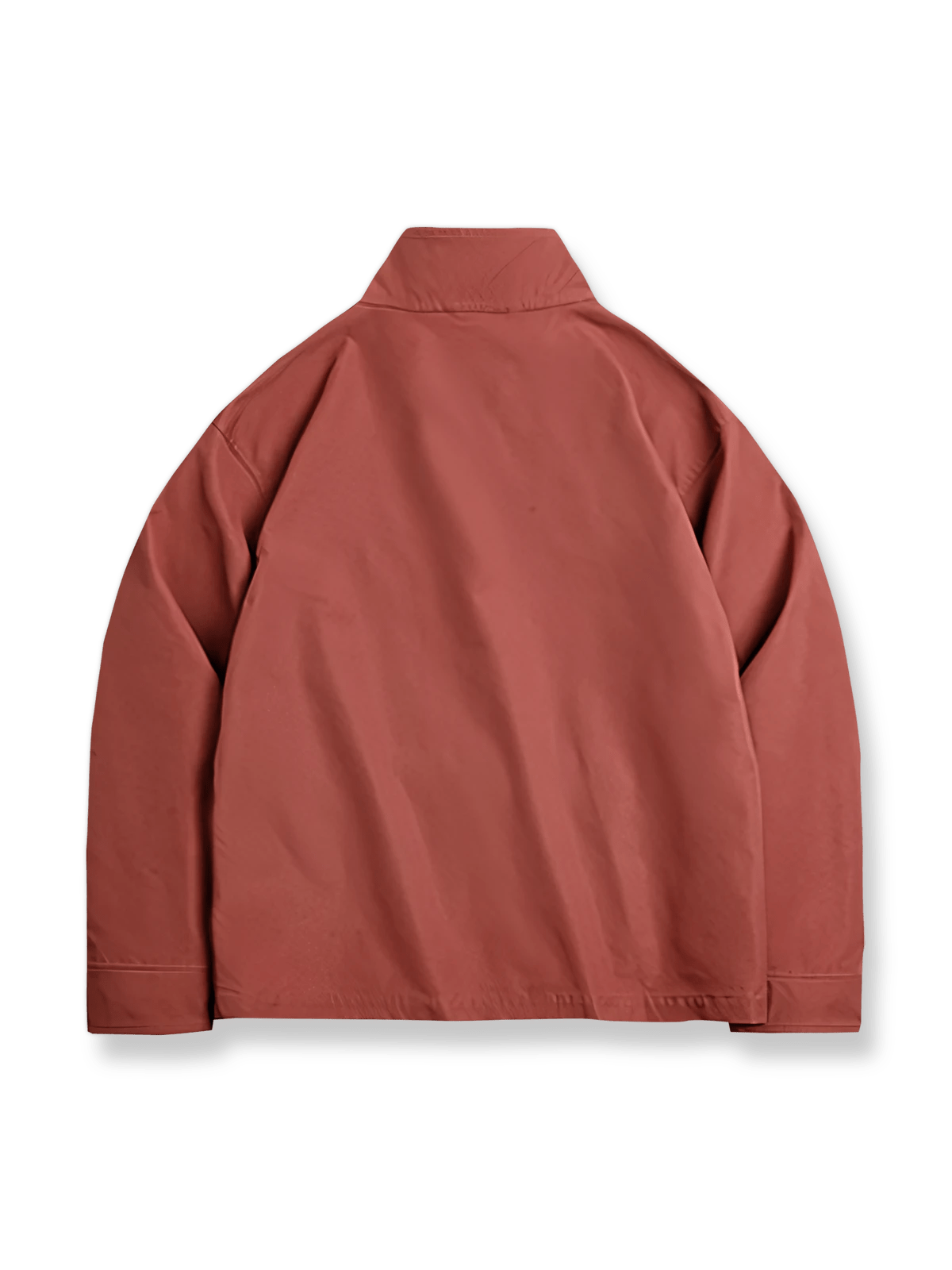 製品画像: 60年代風レトロデザインのバイカラーレーシングジャケット、スポーティーなスタンドカラーと耐久性あるツイル素材。
詳細画像: バイカラーのジッパーディテール、ツイル素材の高い耐摩耗性とレトロな赤色の特徴が分かる部分アップ。