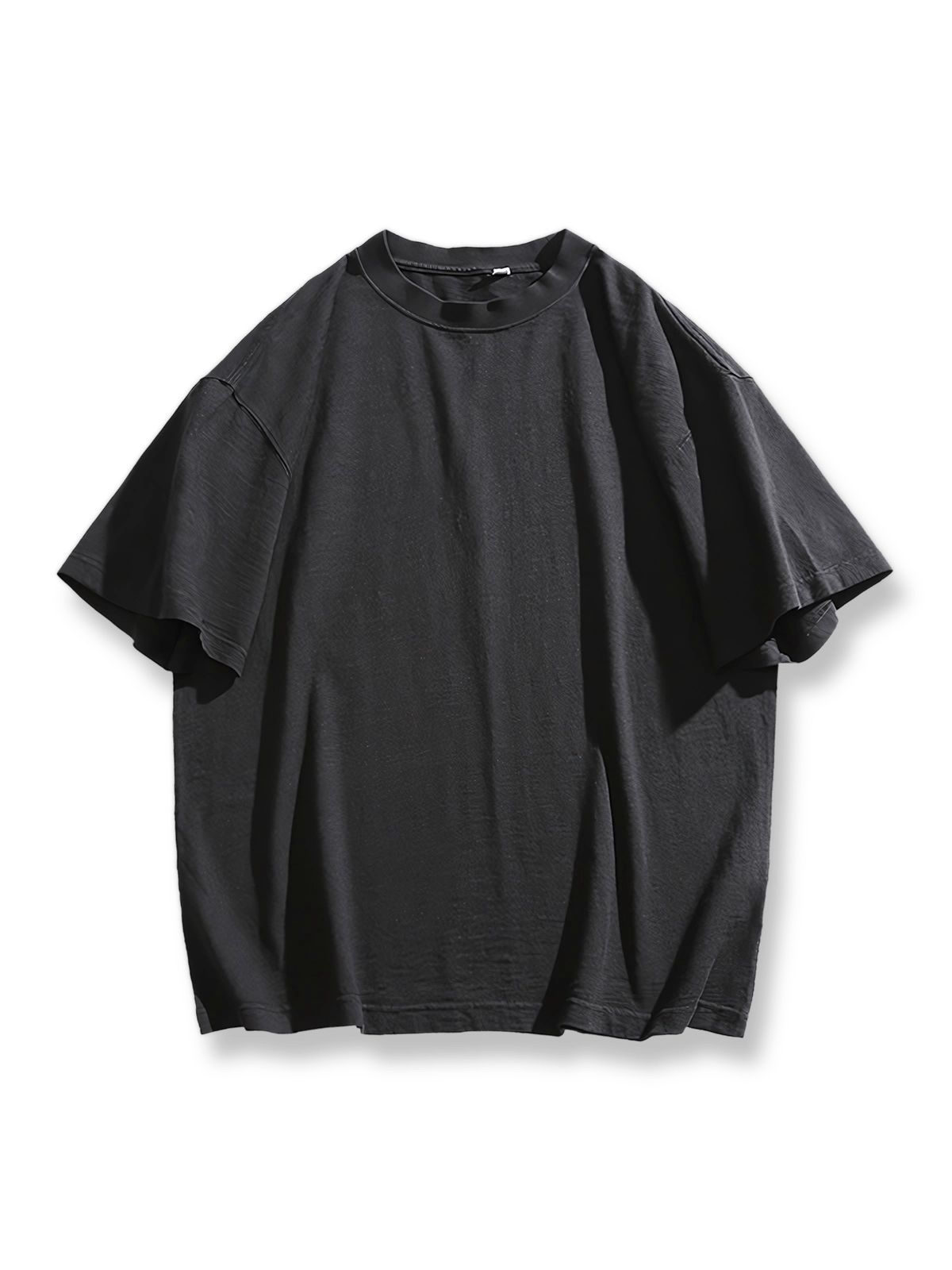 製品画像: 無地のベーシックラウンドネック半袖Tシャツの正面画像