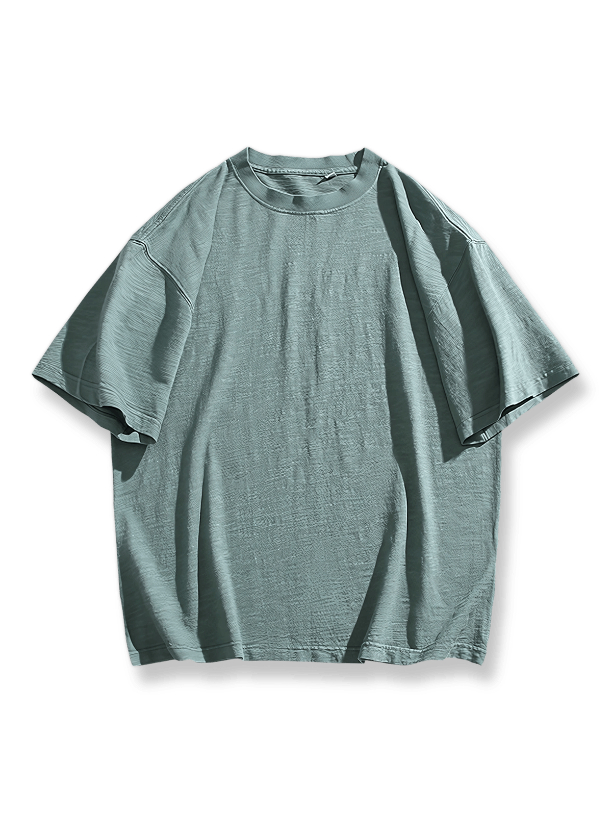 製品画像: 無地のベーシックラウンドネック半袖Tシャツの正面画像