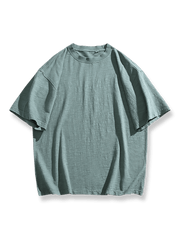 製品画像: 無地のベーシックラウンドネック半袖Tシャツの正面画像