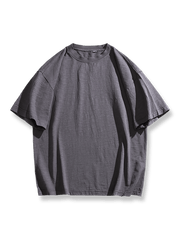 製品画像: 無地のベーシックラウンドネック半袖Tシャツの正面画像