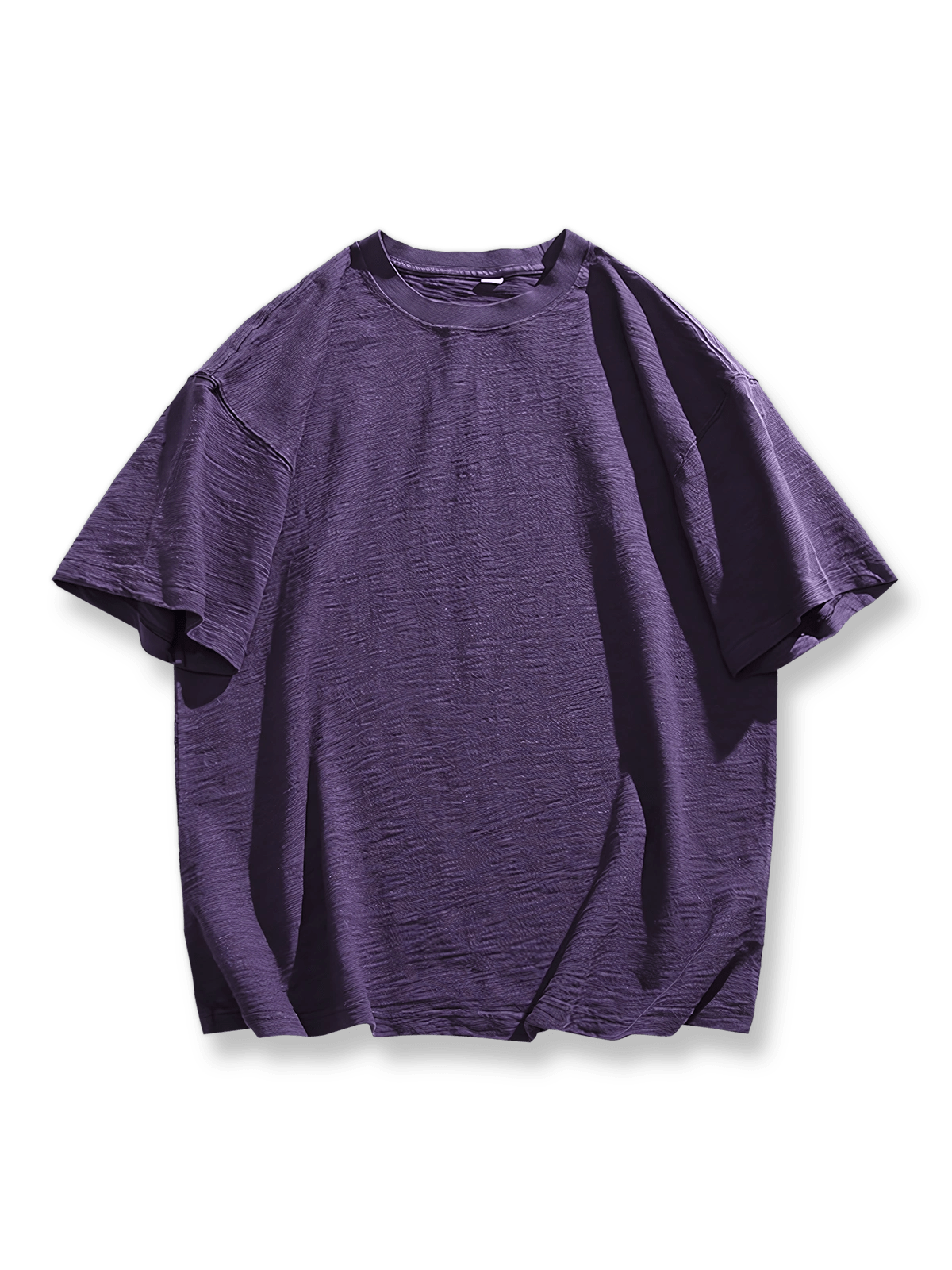 製品画像: 無地のベーシックラウンドネック半袖Tシャツの正面画像