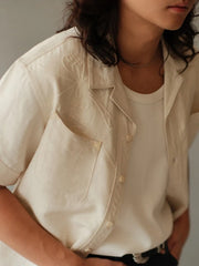 8OZコットンリネンウエスタンキューバシャツ