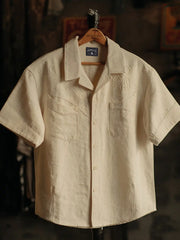 8OZコットンリネンウエスタンキューバシャツ