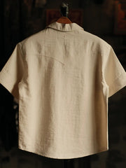8OZコットンリネンウエスタンキューバシャツ