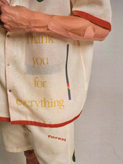 8周年記念プリントラフィアシャツ