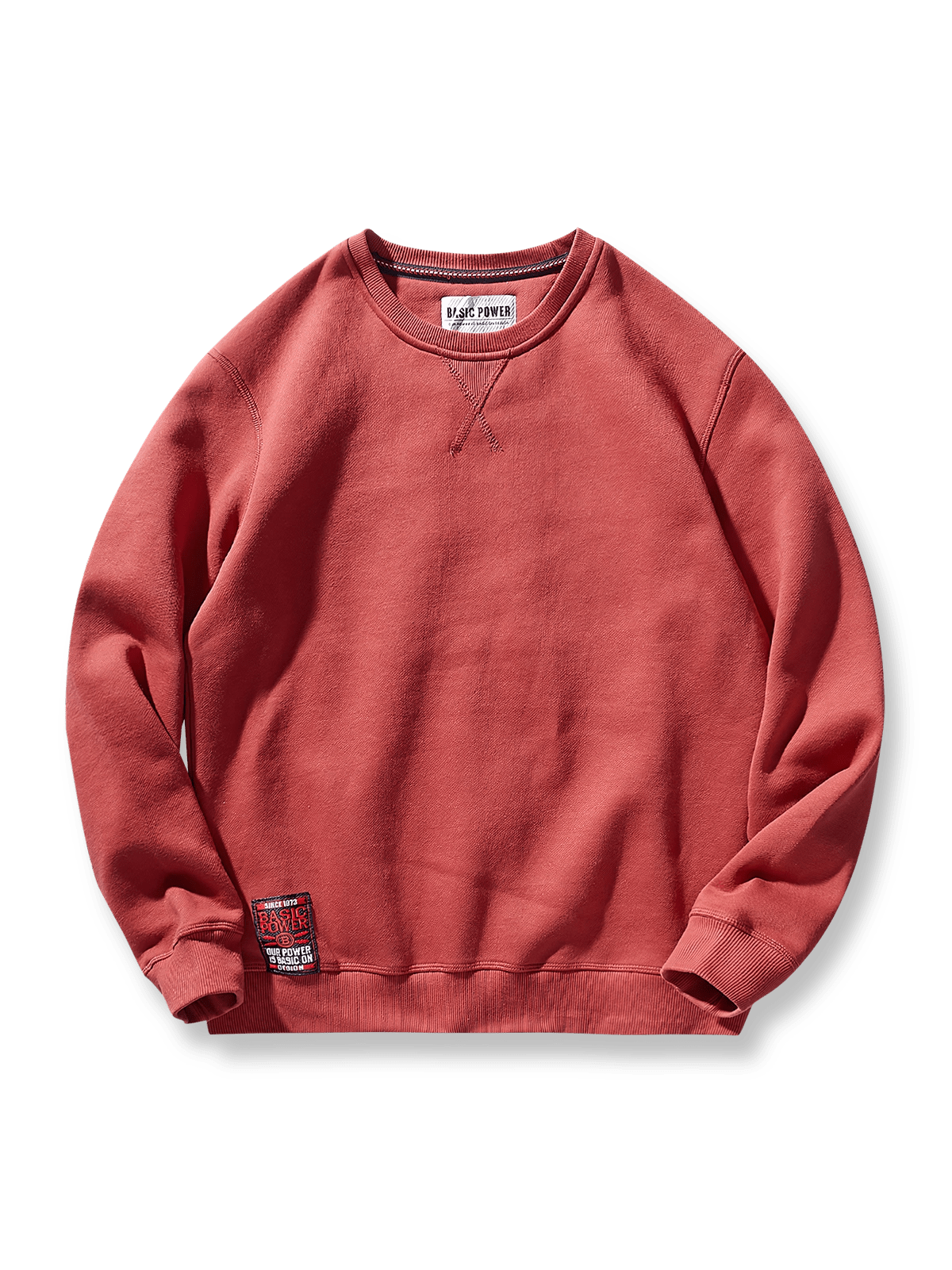 製品画像: 9色展開厚手フリース裏地のクルーネックスウェット全体展示