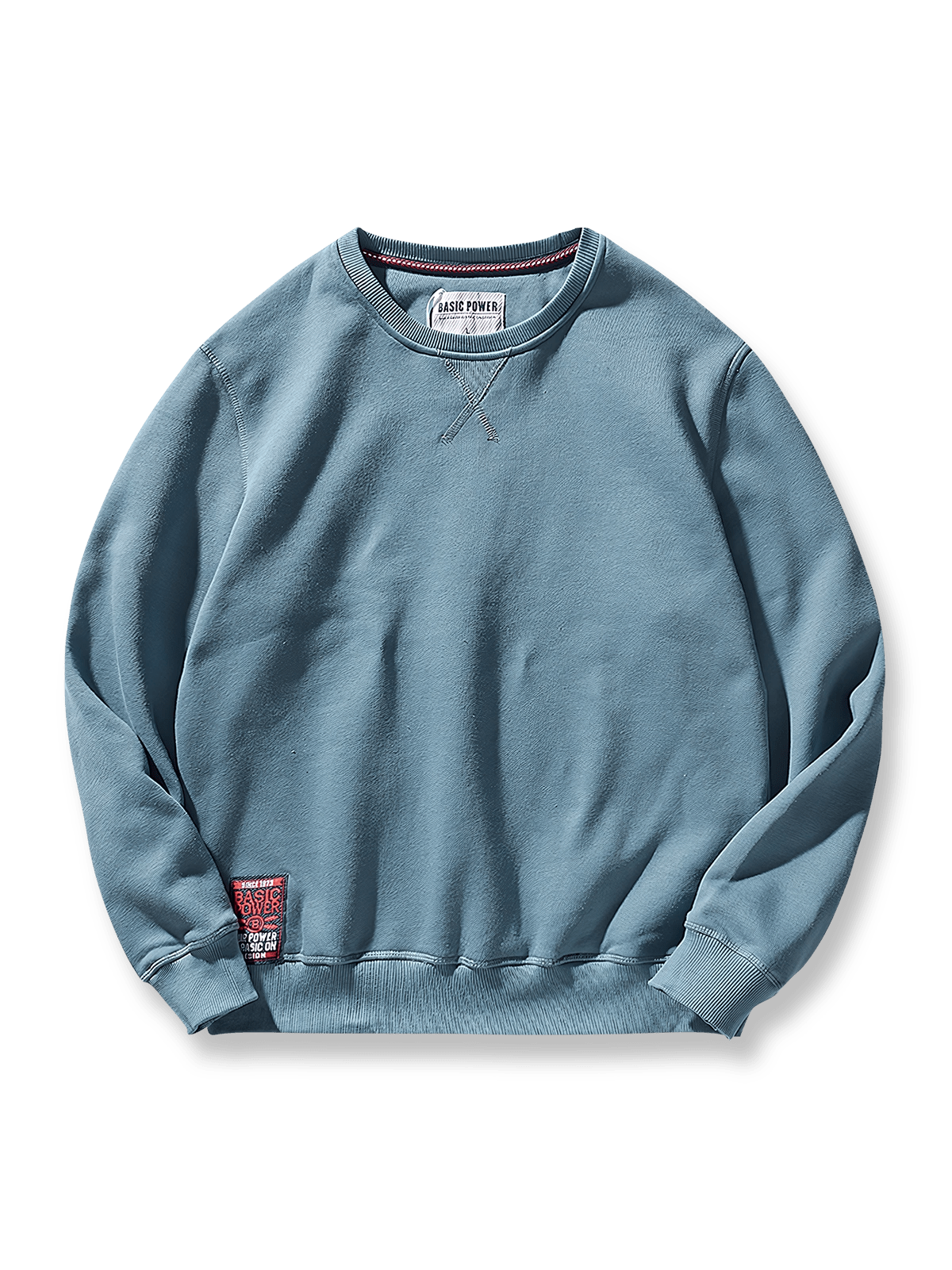 製品画像: 9色展開厚手フリース裏地のクルーネックスウェット全体展示