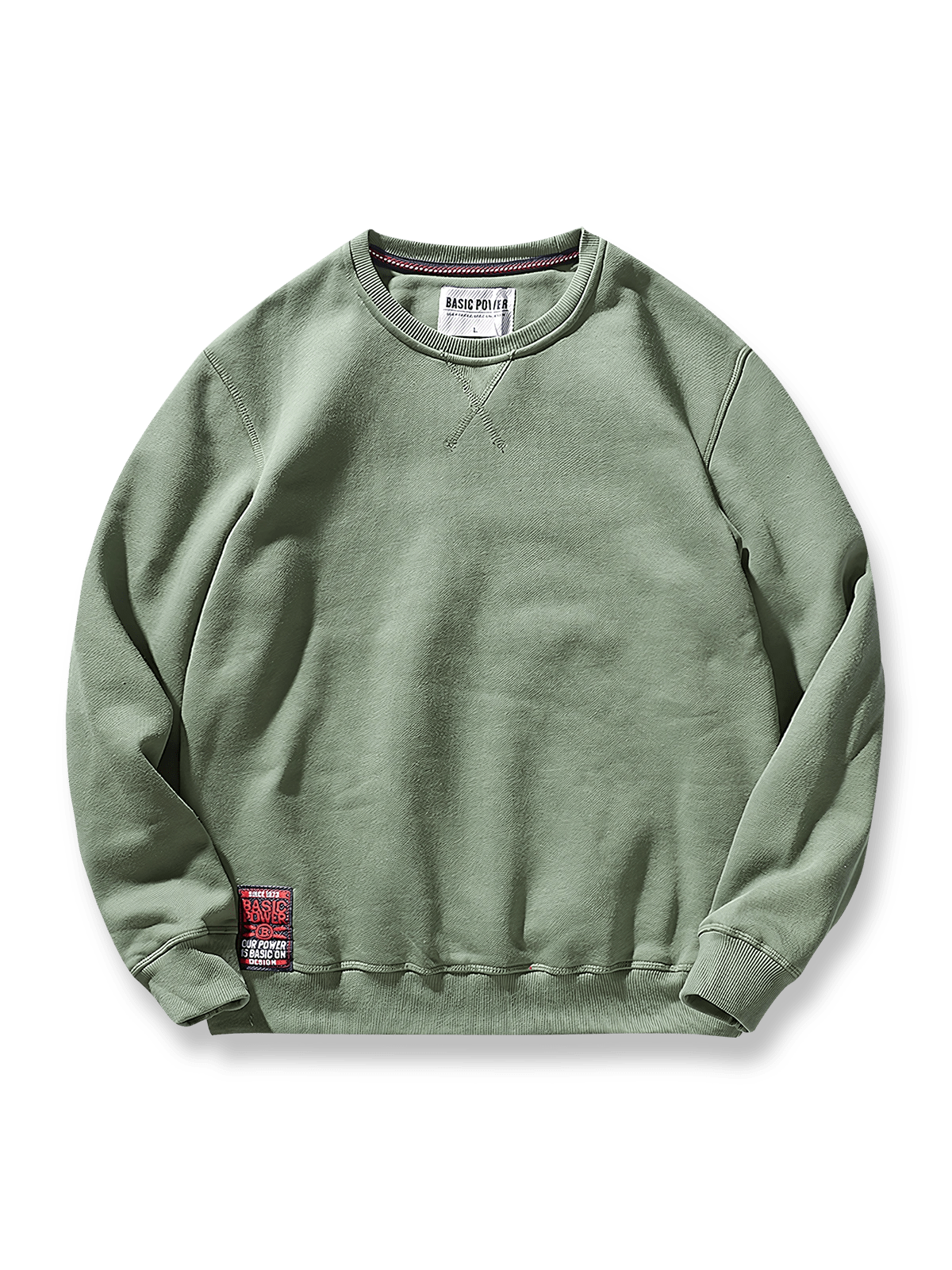 製品画像: 9色展開厚手フリース裏地のクルーネックスウェット全体展示