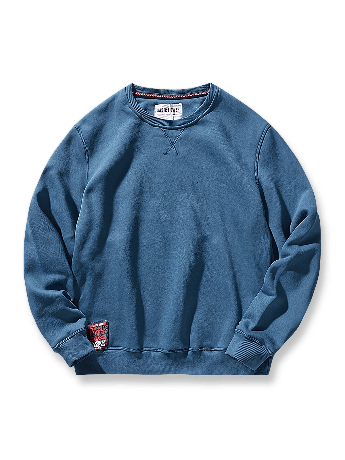 製品画像: 9色展開厚手フリース裏地のクルーネックスウェット全体展示