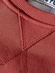 製品画像: 9色展開厚手フリース裏地のクルーネックスウェット全体展示 詳細画像: 9色展開広めのリブ仕様の裾と袖口のディテール