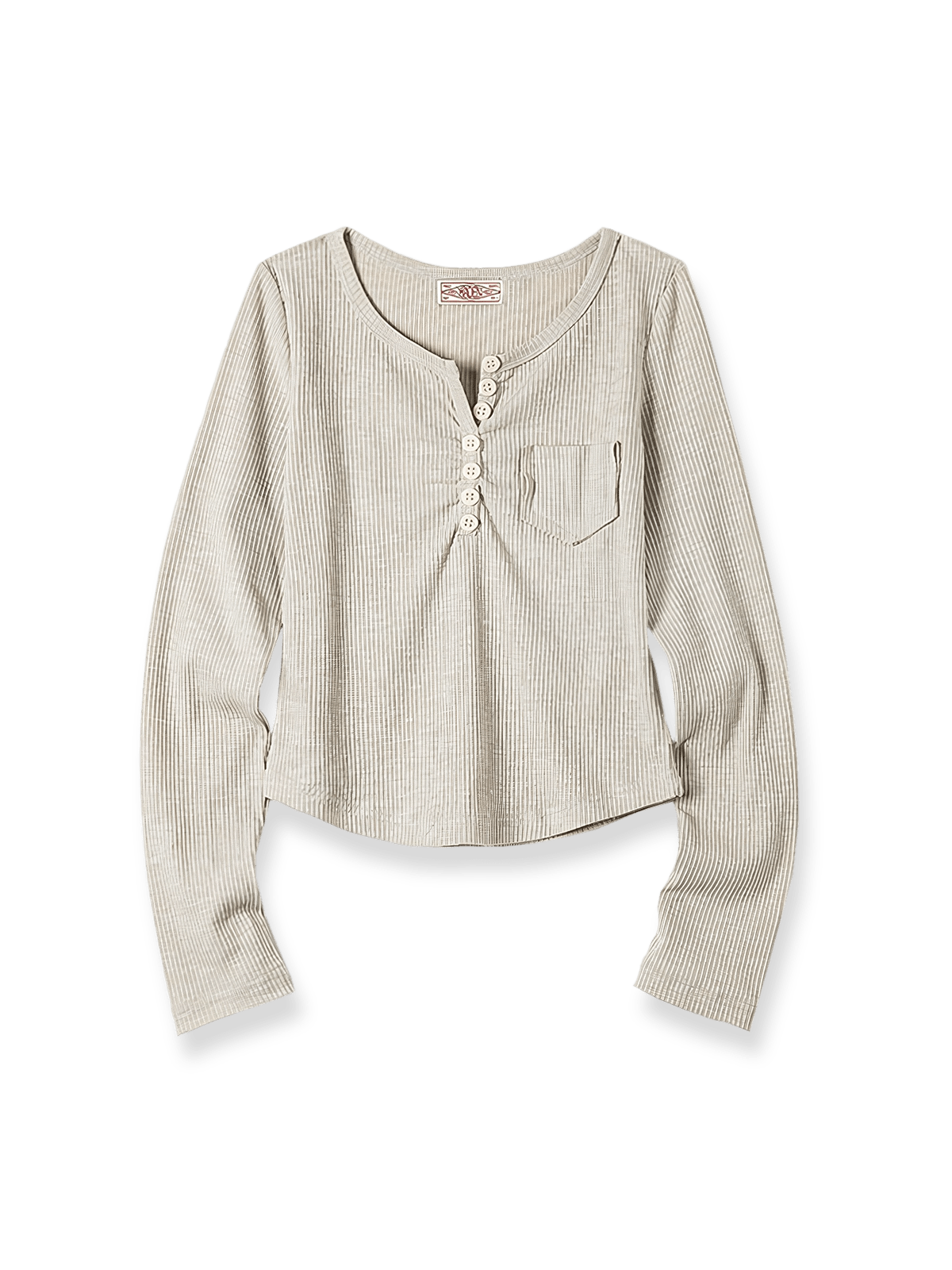 PESSOA CLUB 90年代スタイル ヘンリーシャツニット長袖Tシャツ正面展示