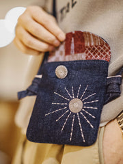 ヴィンテージ刺繍デニムショルダーバッグ