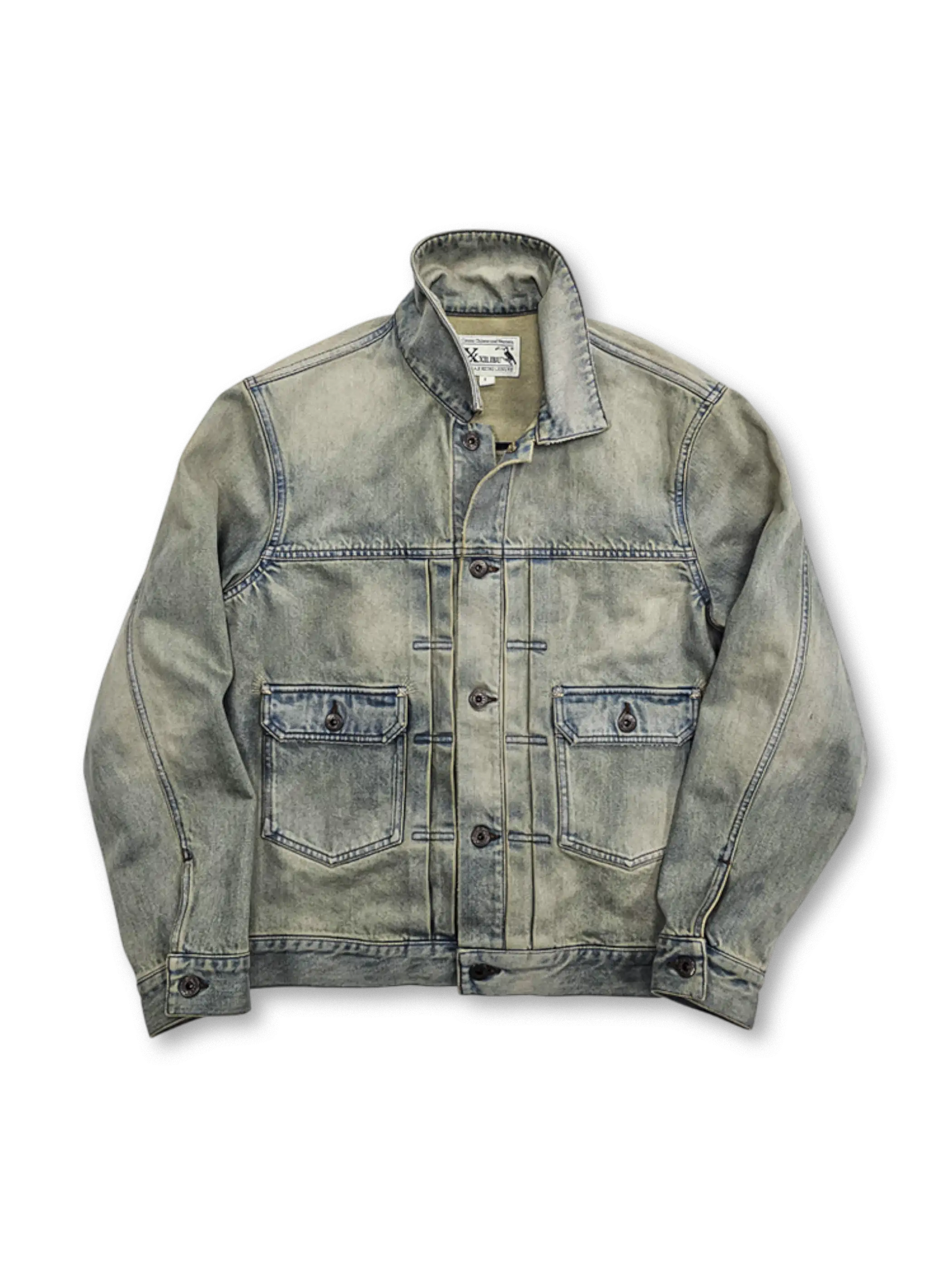 ヴィンテージウォッシュ加工を施したブルーデニムジャケット