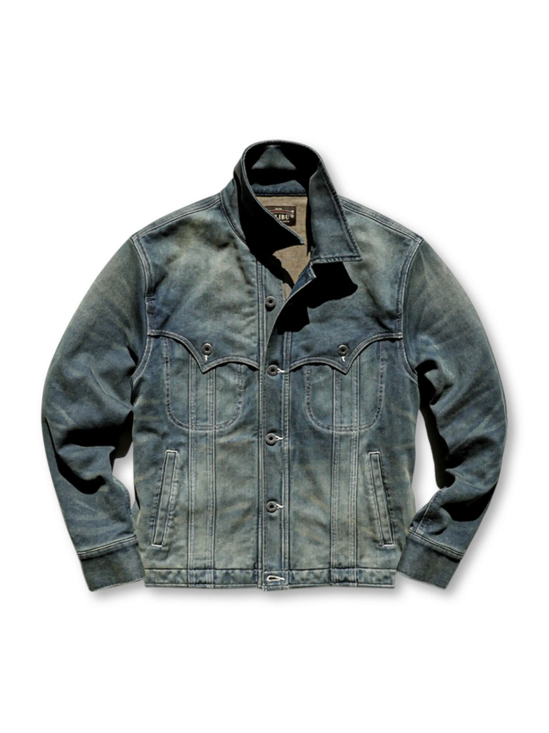 ハードウォッシュによるグレイッシュな色落ちが特徴のウエスタンデニムジャケット
