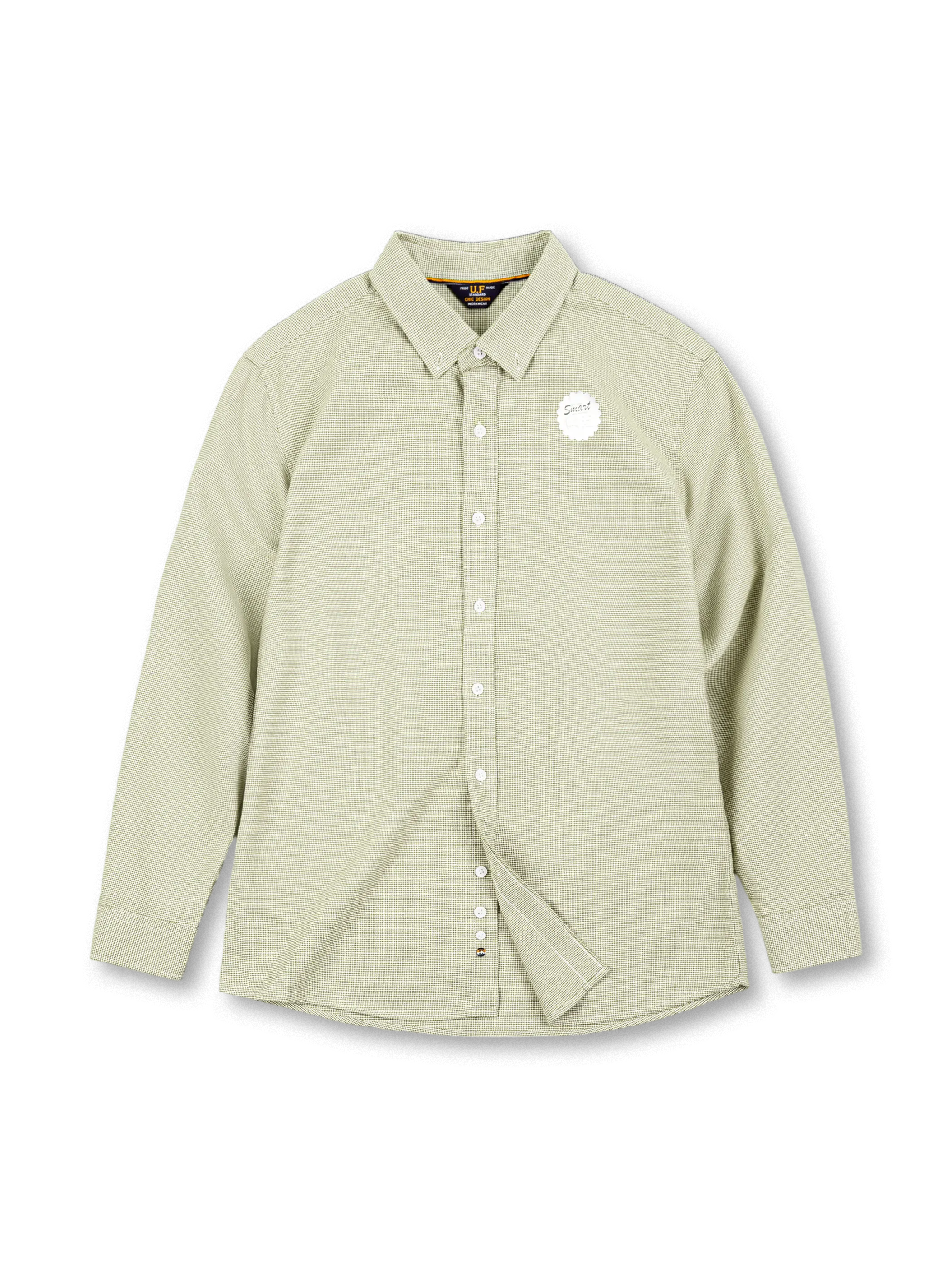 レッド×ホワイト千鳥格ボタンダウンシャツ全体