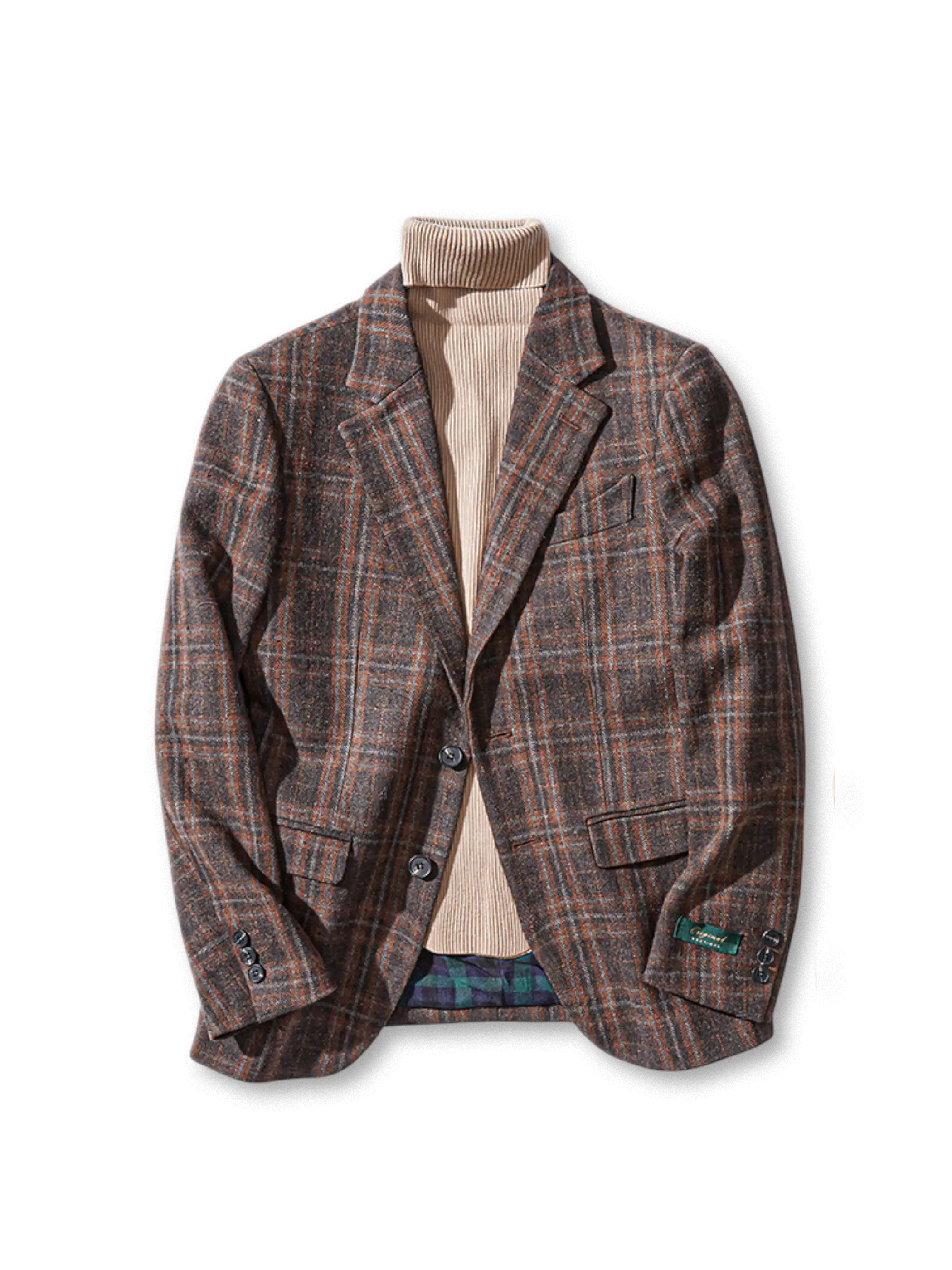 英国風チェック柄ウールジャケットの全体