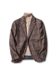 英国風チェック柄ウールジャケットの全体