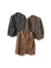 ウール混ハンティングブレザー、フラップポケット付き