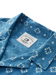 藍染型絵キューバシャツ