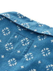 藍染型絵キューバシャツ