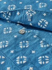 藍染型絵キューバシャツ