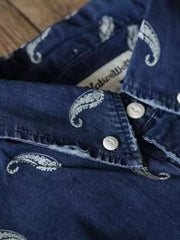 インディゴペイズリー柄プリントシャツ