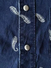 インディゴペイズリー柄プリントシャツ