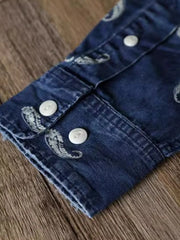 インディゴペイズリー柄プリントシャツ