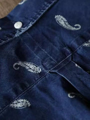 インディゴペイズリー柄プリントシャツ