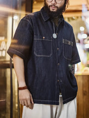 BORO風デニムシャツ