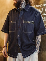 BORO風デニムシャツ