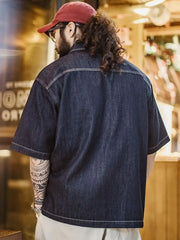 BORO風デニムシャツ
