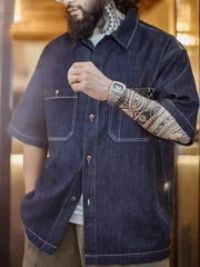 BORO風デニムシャツ