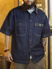 BORO風デニムシャツ