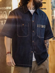 BORO風デニムシャツ