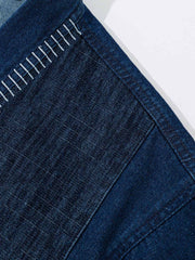 ジャガードウォッシュデニムパッチワークシャツ