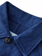 Indigo コットンリネン ワークシャツジャケット