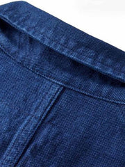 Indigo コットンリネン ワークシャツジャケット