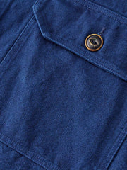 Indigo コットンリネン ワークシャツジャケット